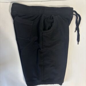 Norma KAMALI Raw Edge Drawstring Bermuda Shorts Black Jersey Knit Womens Size L